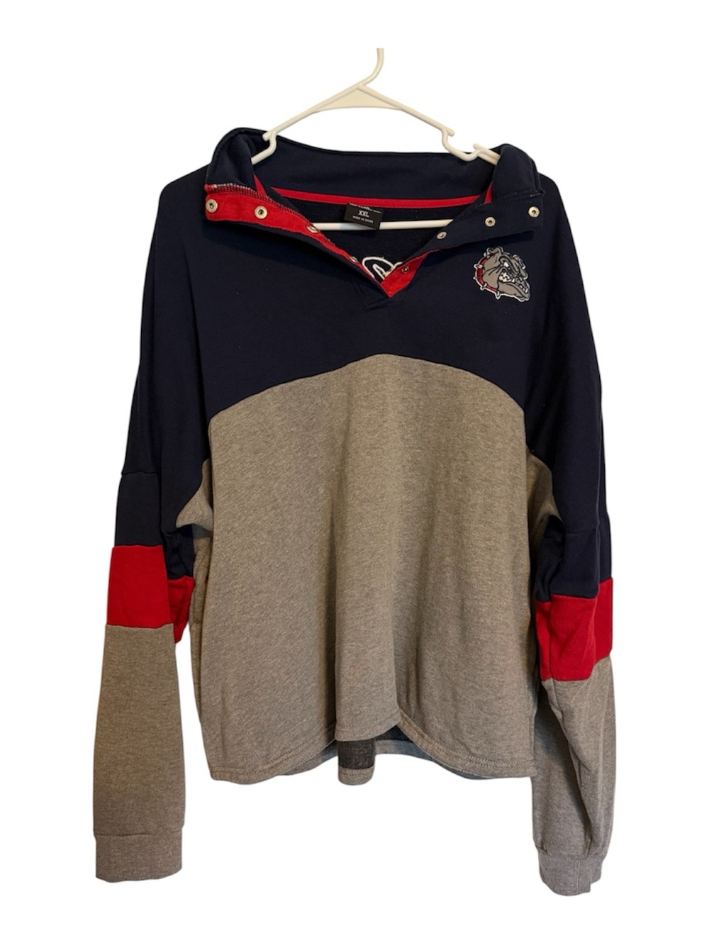 Gonzags Woman’s Pullover Quarter Button Up Sweater with - Navy/Gray/Red